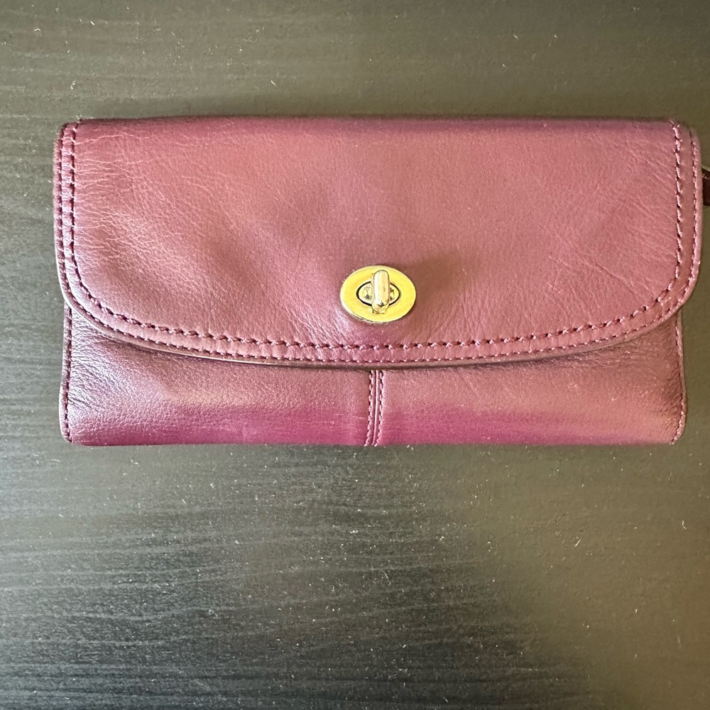 Burgundy leather check book wallet